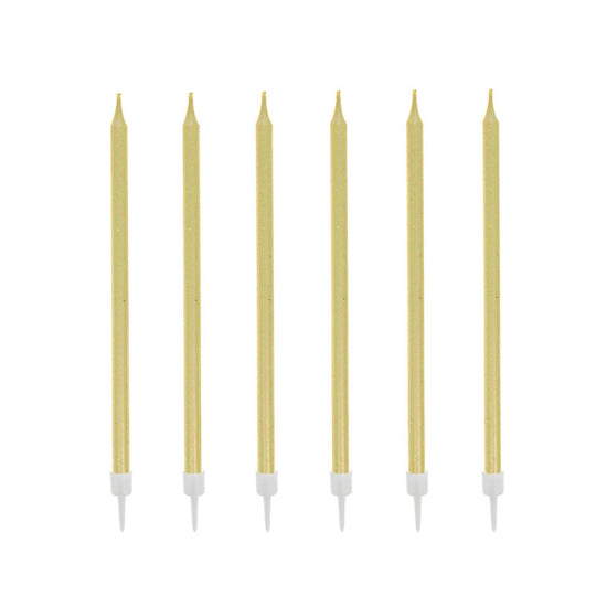 12 bougies hautes 13cm dorées Patisdecor