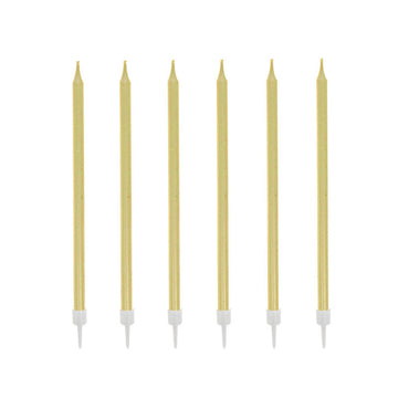12 bougies hautes 13cm dorées Patisdecor