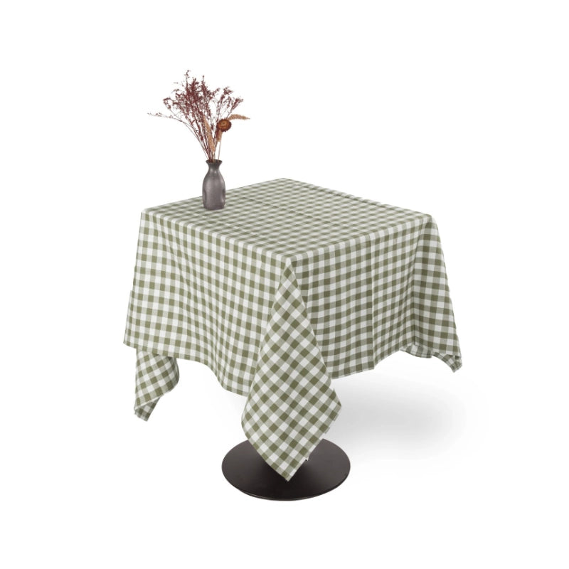 Nappe en coton vert 150x150 Gingham Tiseco