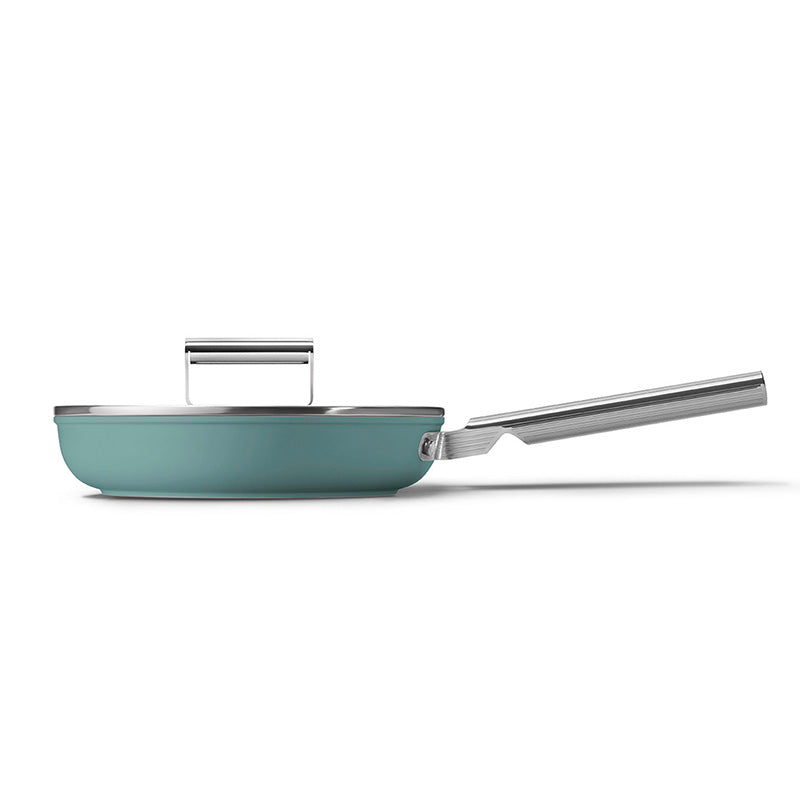 Poêle anti-adhésive 24 cm Vert Émeraude Mat Années 50 Smeg