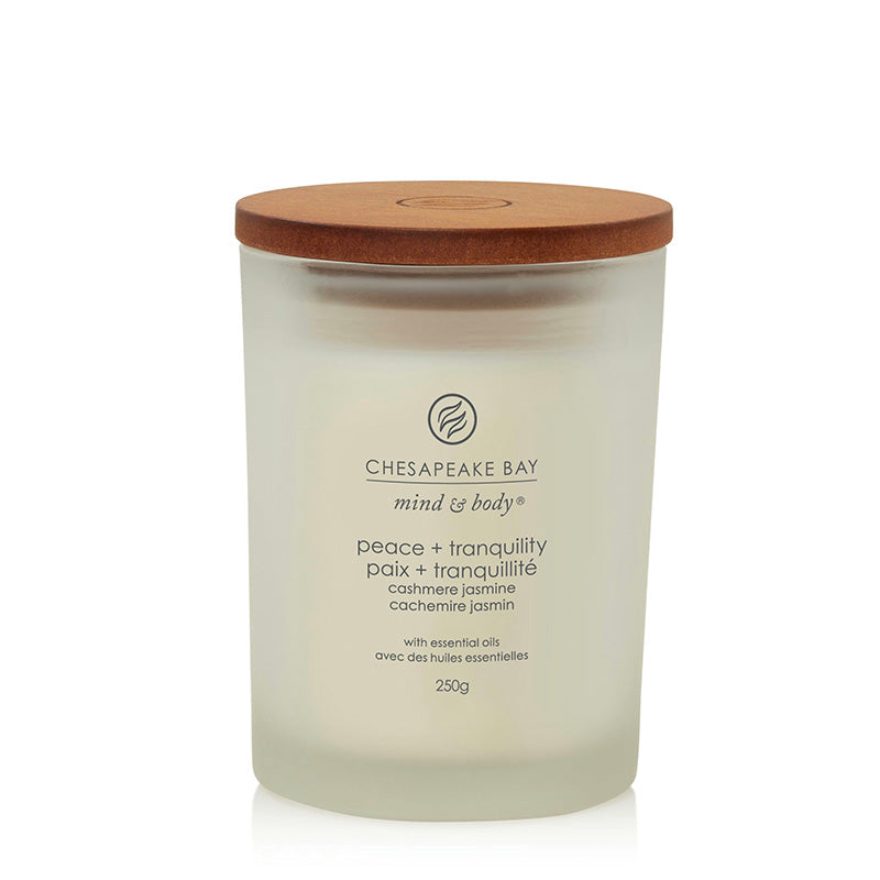 Bougie parfumée Paix Tranquillité Cachemire et Jasmin 250g Blanc Chesapeake Bay