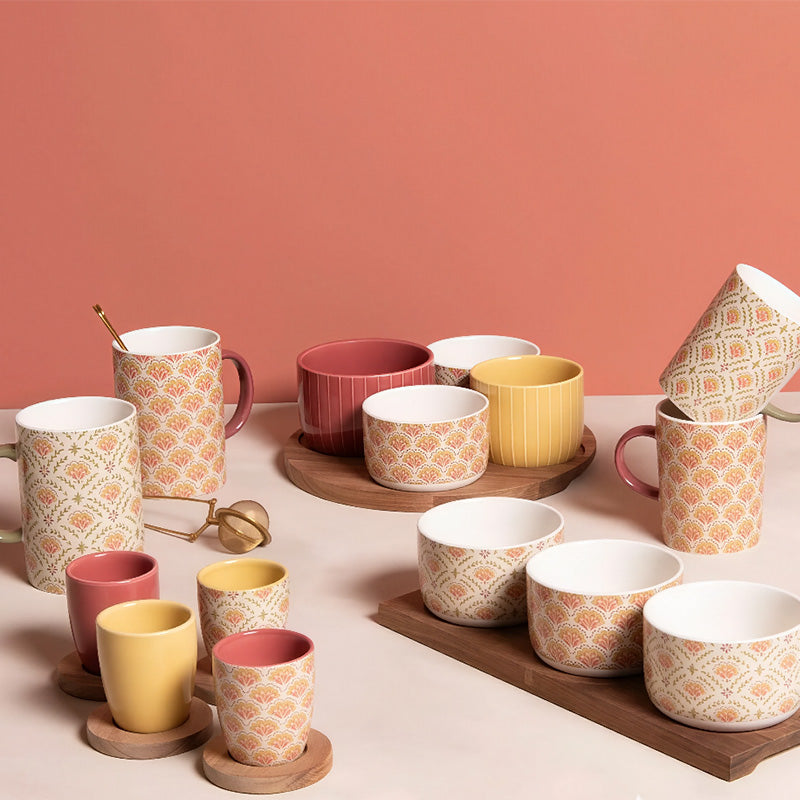 Coffret 6 tasses en grès 10 cl Rangoli Table Passion