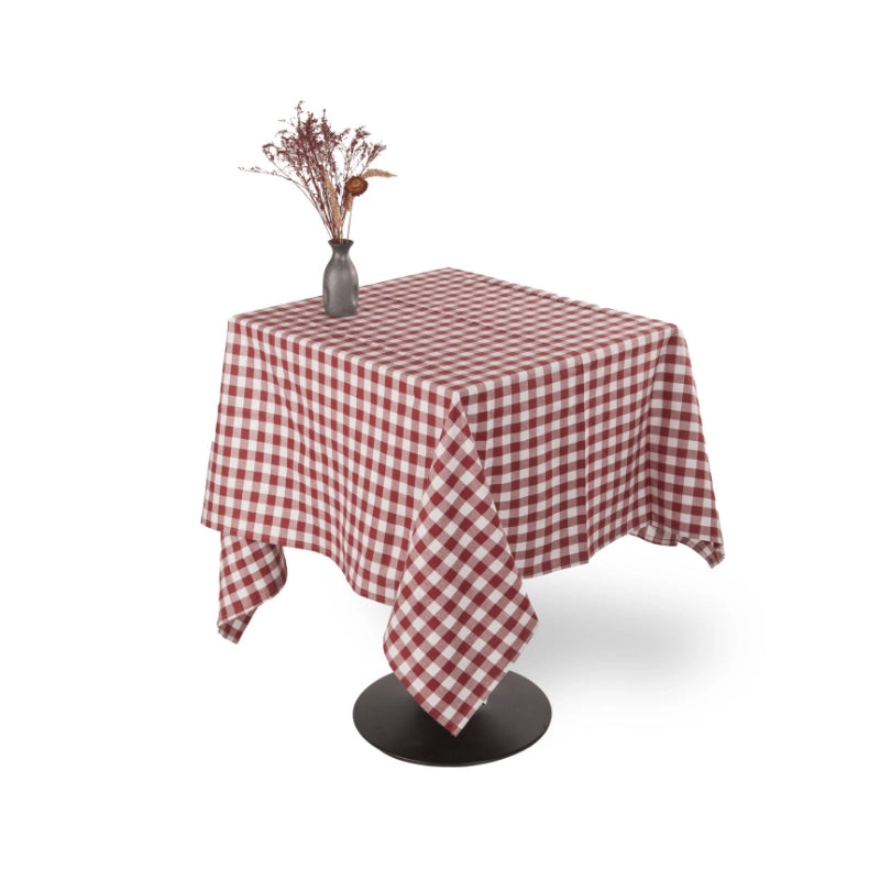 Nappe en coton rouge de 150x150cm Gingham Tiseco