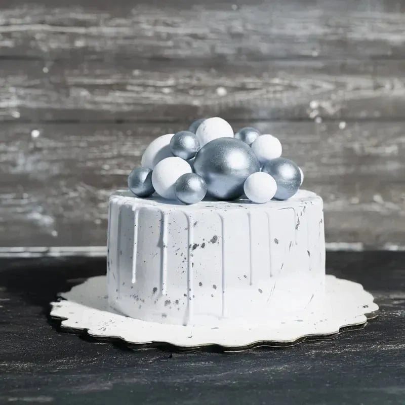 Décor à piquer Boules argent 12 pièces Patisdecor