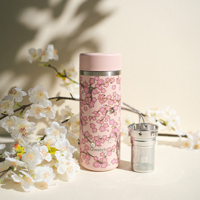 Théière isotherme en inox 400 ml rose Flowers Qwetch