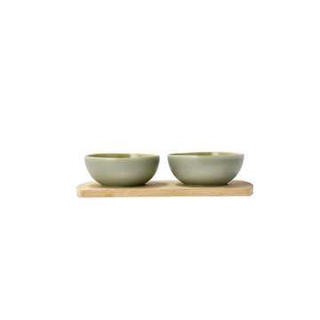 Plateau en bambou avec 2 bols vert pur Shoku