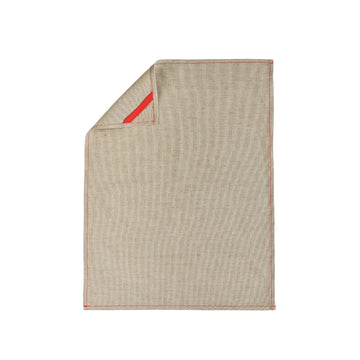 Torchon en lin beige surpiqûre rose Les Tabliers de Julie Andrieu