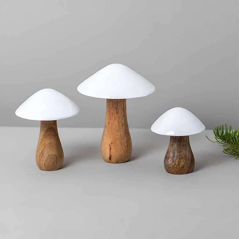 Champignon en bois manguier et émail S Be Home