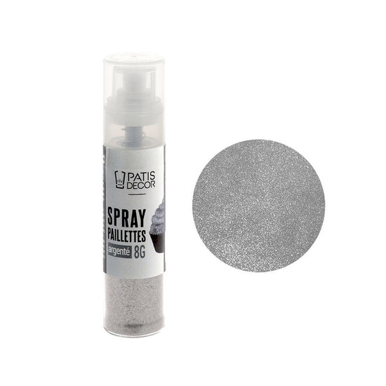 Spray de paillettes 8g argenté Patisdecor